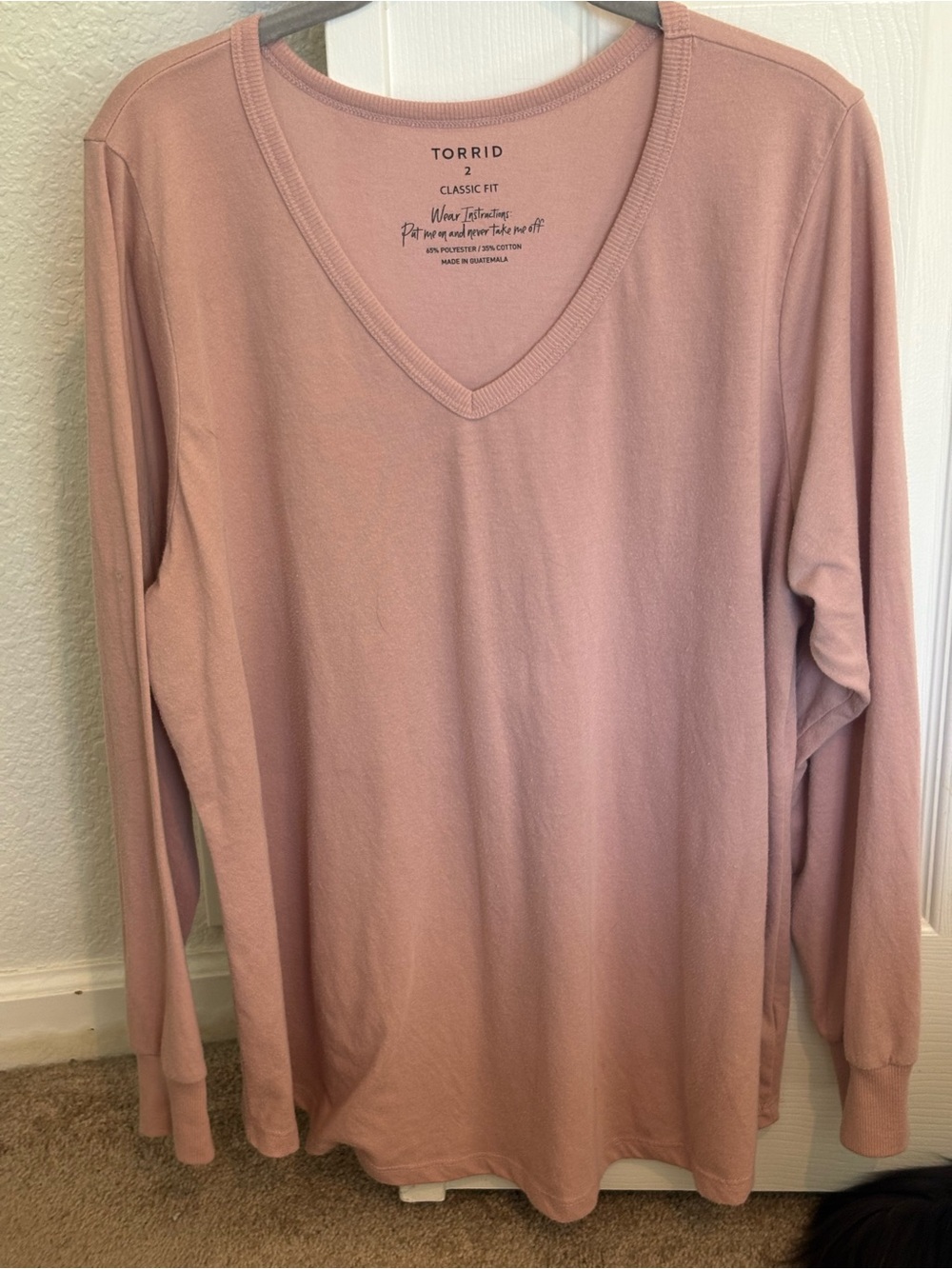 torrid Dusty Rose V-Neck Classic Fit Long Sleeve Top